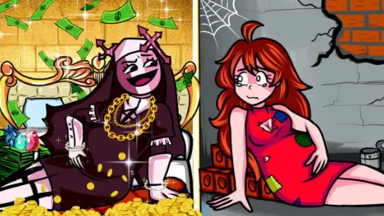 Rich Vs Poor Pregnant - Girlfriend Vs Servente-FNF Animations